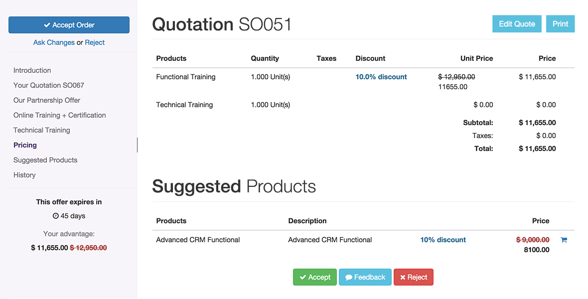 Odoo Sales - Monthly Subscription