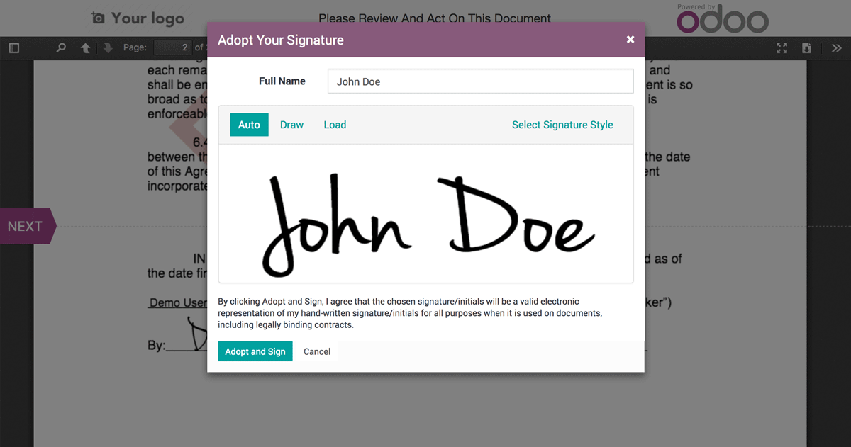 Odoo Sign - Monthly Subscription